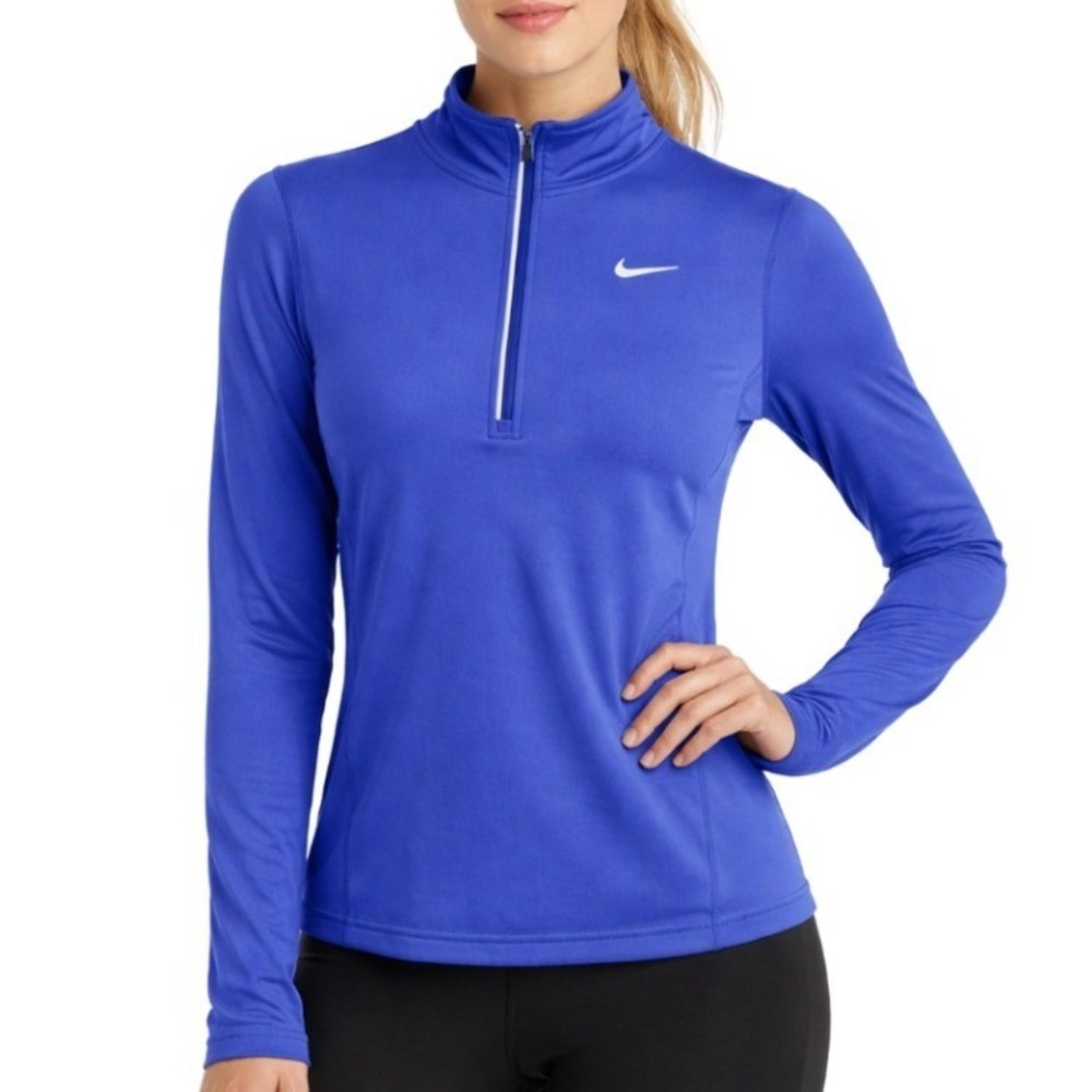 Nike Dri-FIT‎ Womens 1/4 Zip Long Sleeve Running Top Blue Purple Size Medium
